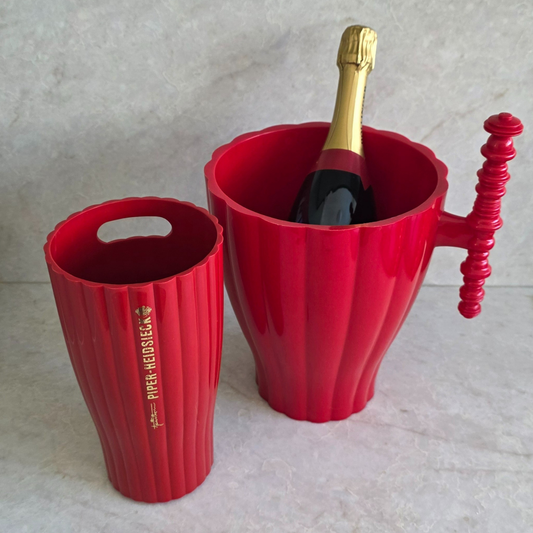 Vintage | French Jamie Hayon for Piper Heidsieck Red Acrylic Champagne Ice Bucket Set - FAWNE