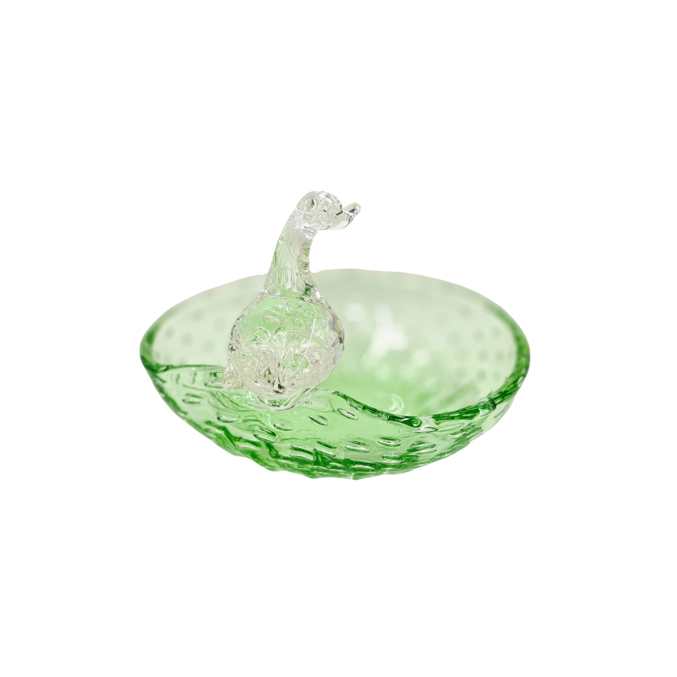 Vintage | Green Duck Pond - Controlled Bubble - Art Glass Bowl