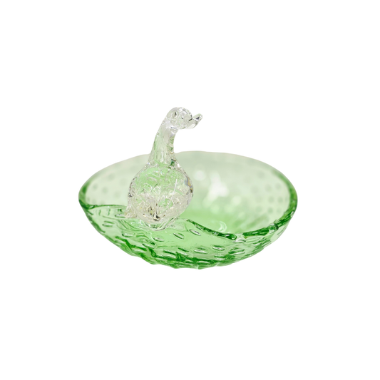 Vintage | Green Duck Pond - Controlled Bubble - Art Glass Bowl - FAWNE