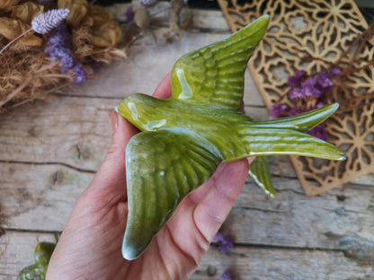 Portuguese Ceramic Swallows – Chartreuse – Set of 3
