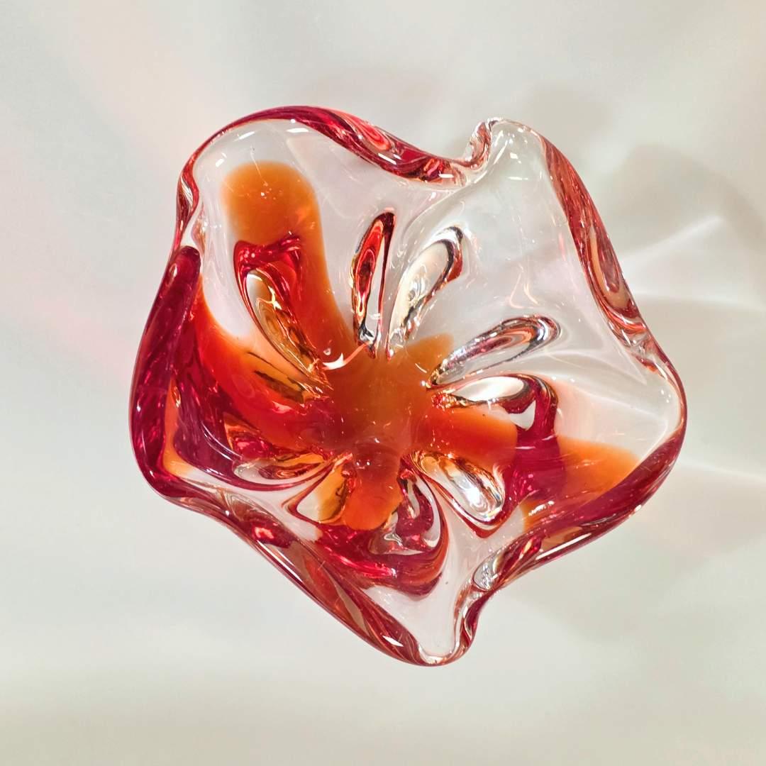 Vintage | Orange & Clear - Thick Art Glass Bowl