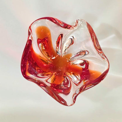 Vintage | Orange & Clear - Thick Art Glass Bowl