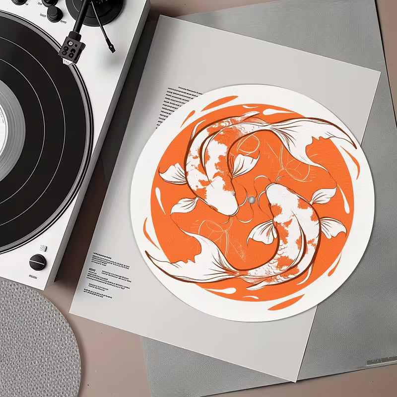 Koi Fish - Vinyl Turntable Mat - Anti Static NonSlip -