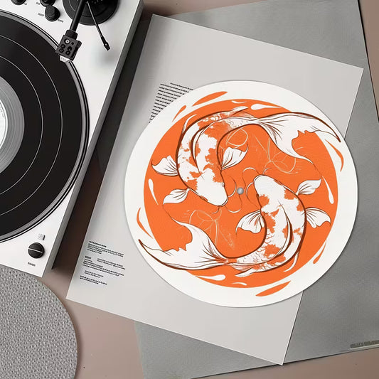 Koi Fish - Vinyl Turntable Mat - Anti Static NonSlip -