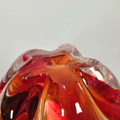 Vintage | Orange & Clear - Thick Art Glass Bowl