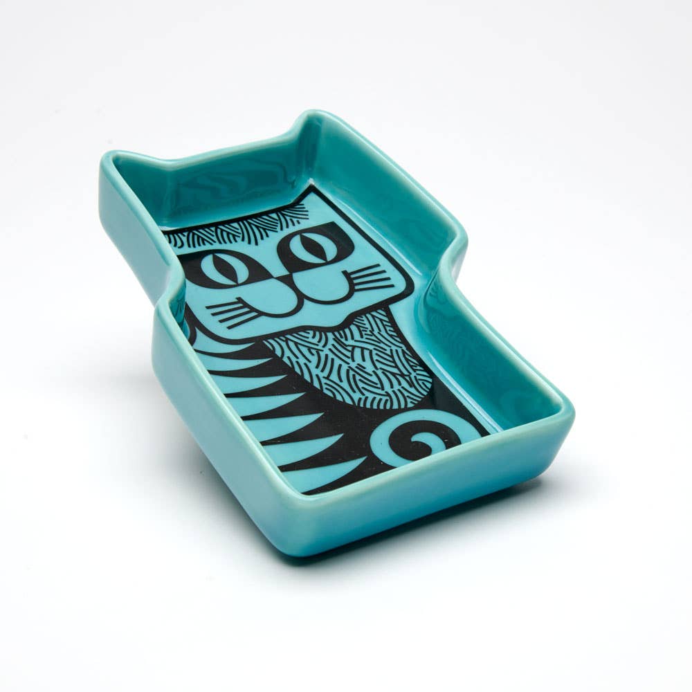 Teal Blue Cat Trinket Dish | Magpie × Hornsea