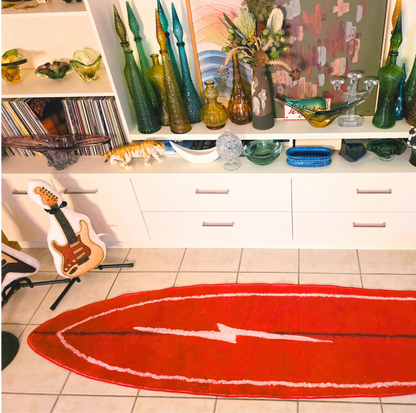 Electric Surfboard - Shaped Area Rug - Red 60cm x 240cm