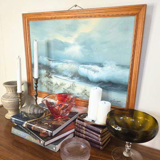 Vintage | Original Art - Ocean Surf - Acrylic Painting