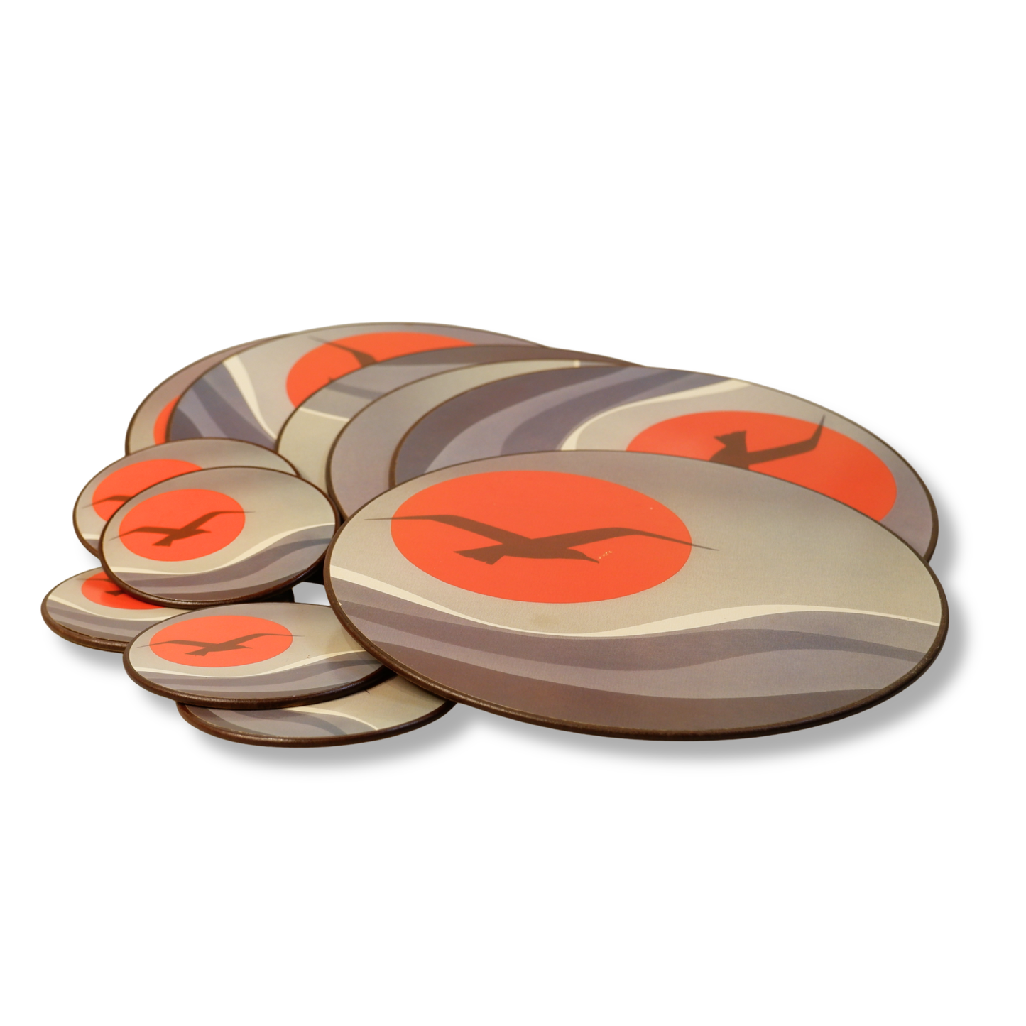 Vintage | Set of Cork Coasters & Dinner Mats - Abstract Seagulls