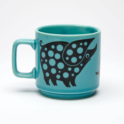 Magpie x Hornsea - Mug - Piggie Family - Blue Teal