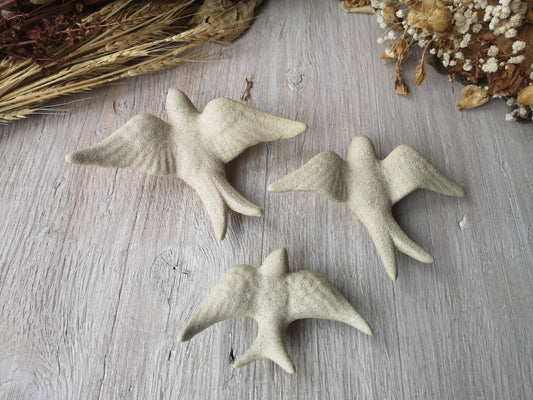 Portuguese Ceramic Swallows – Sandstone – Set of 3