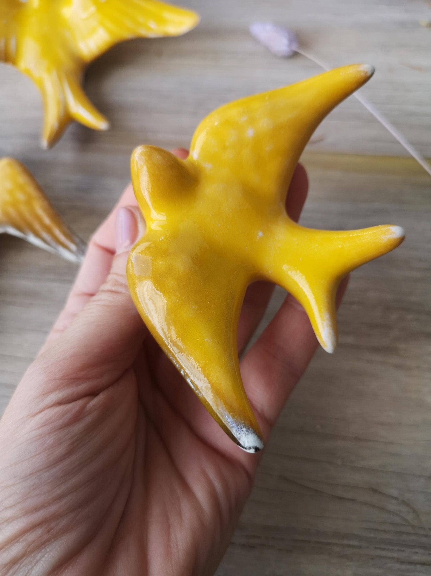 Portuguese Ceramic Swallows – Yellow –  Set of 3