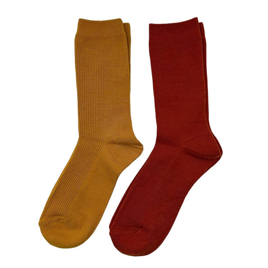 Sock box duo with Coral Shell Brooch - Rust & Mustard Barcelona