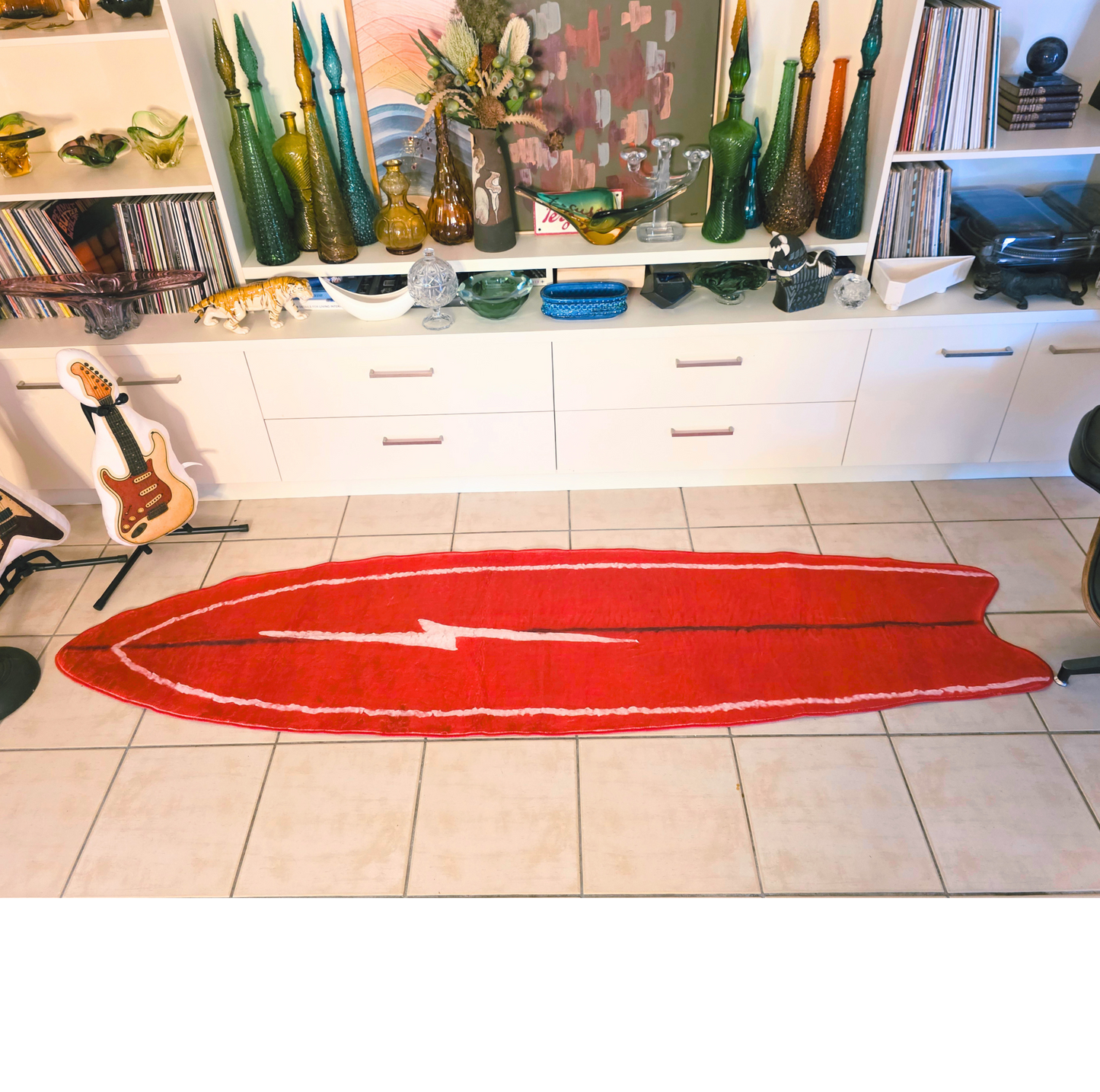 Electric Surfboard - Shaped Area Rug - Red 60cm x 240cm