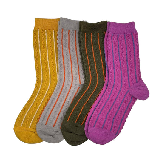 Lyon Textured Socks | Cream and Orange