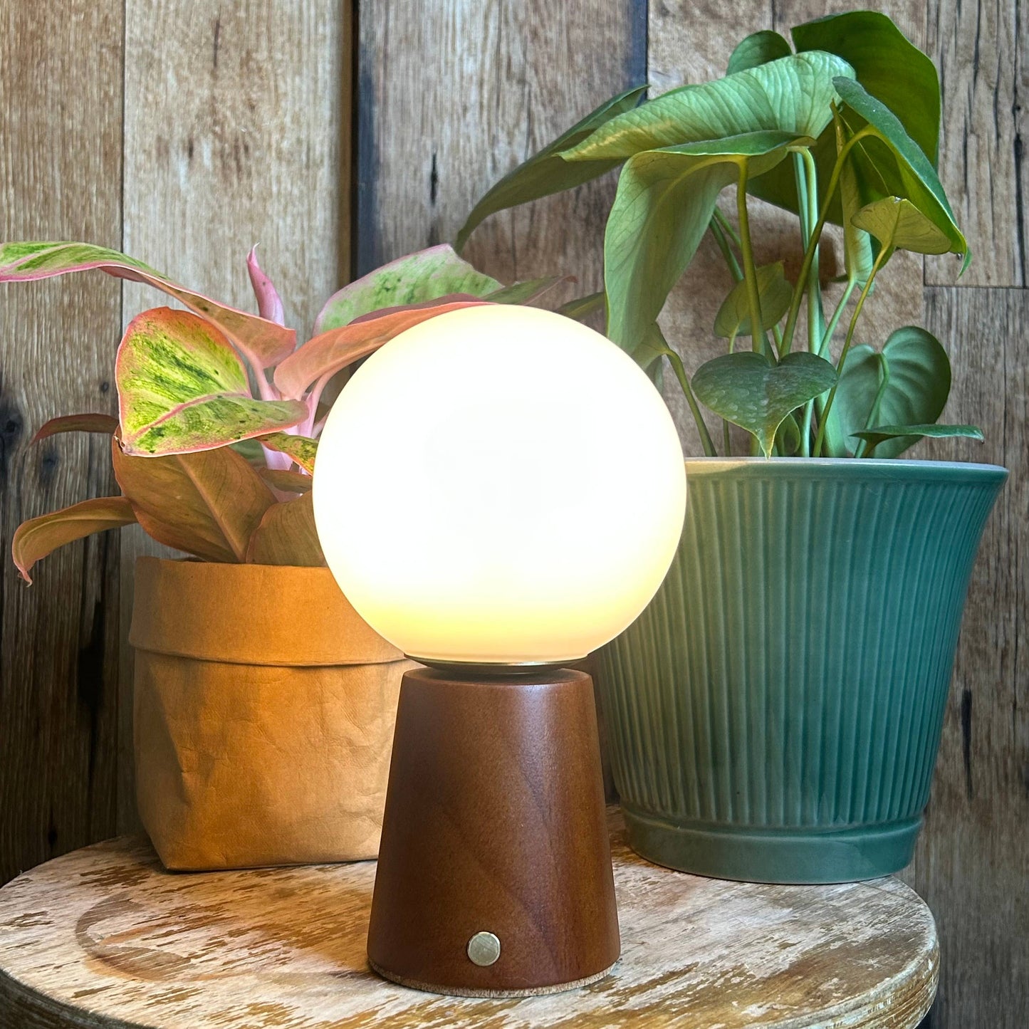 Mid-Century Globe Touch Lamp – Small - Mango Wood