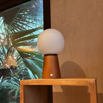 Mid-Century Globe Touch Lamp – Small - Mango Wood
