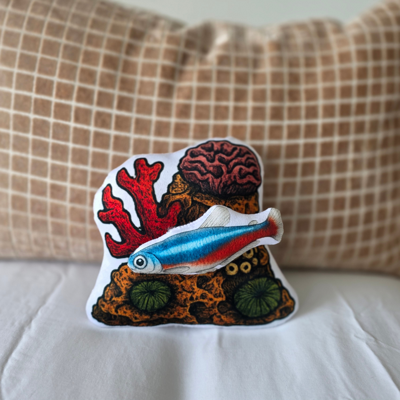 Neon Tetra Fish-Shaped Cushion | FAWNE Limited Edition