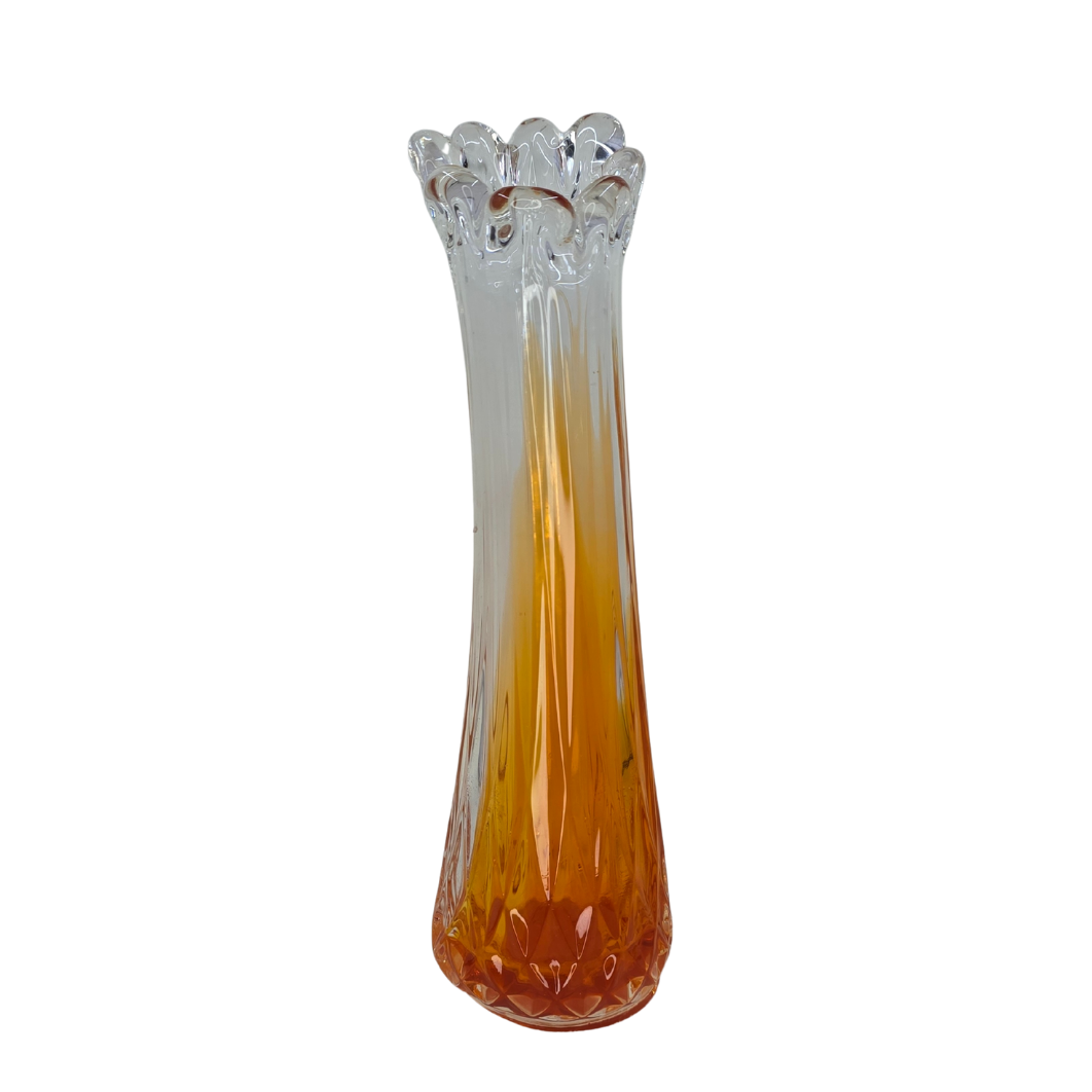 Vintage | Textured Orange Glass Finger Vase