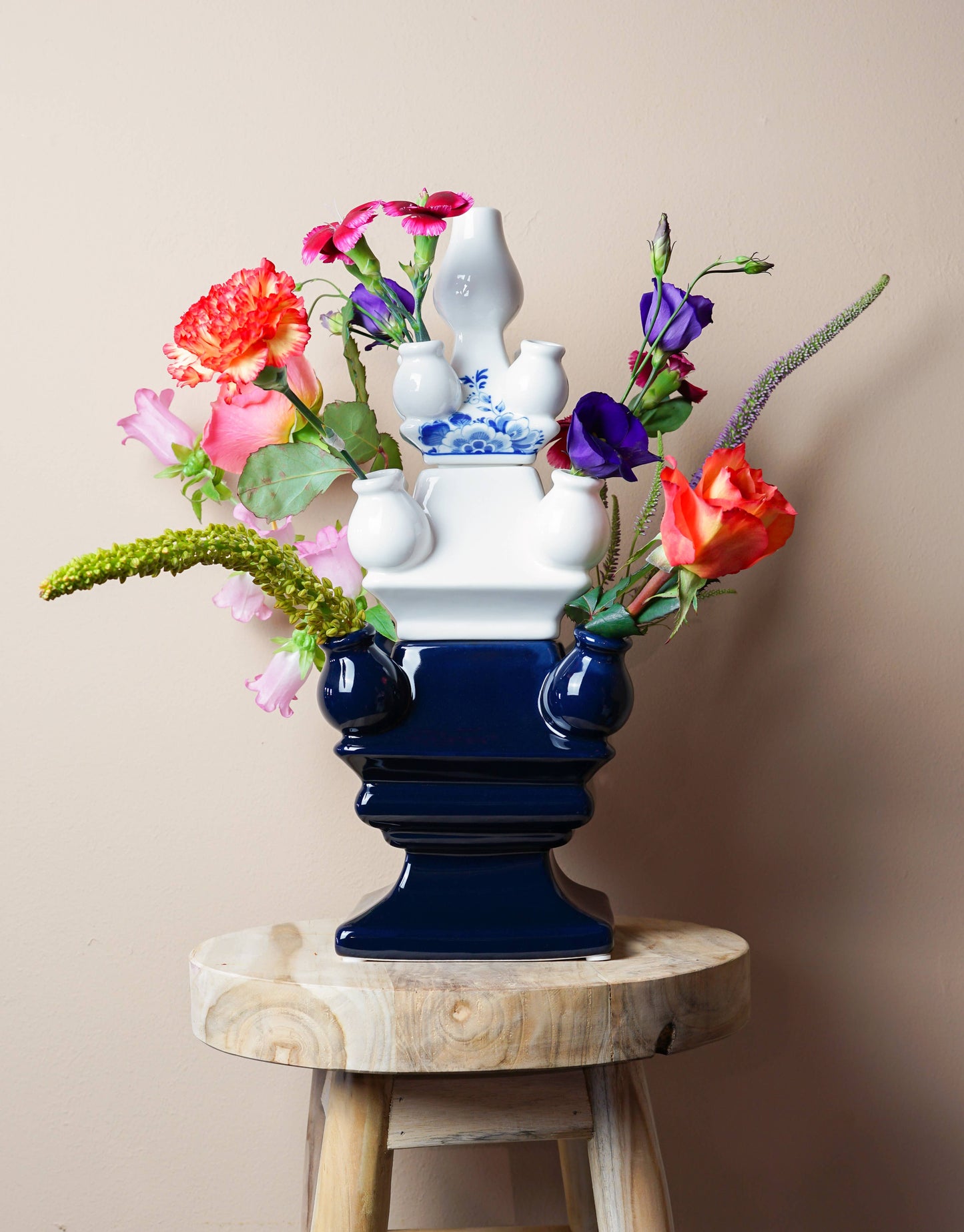 Stack Madness ✦ Build Your Own Vase ✦ Delft Blue Floral Top