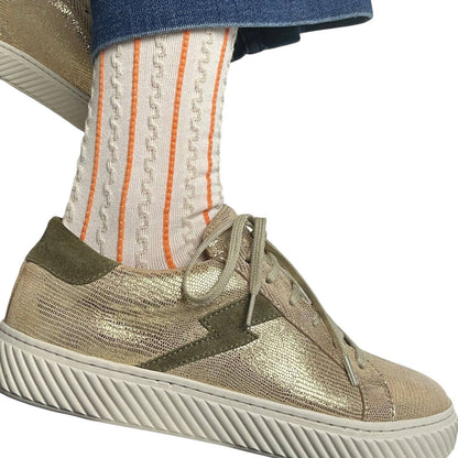 Lyon Textured Socks | Cream and Orange