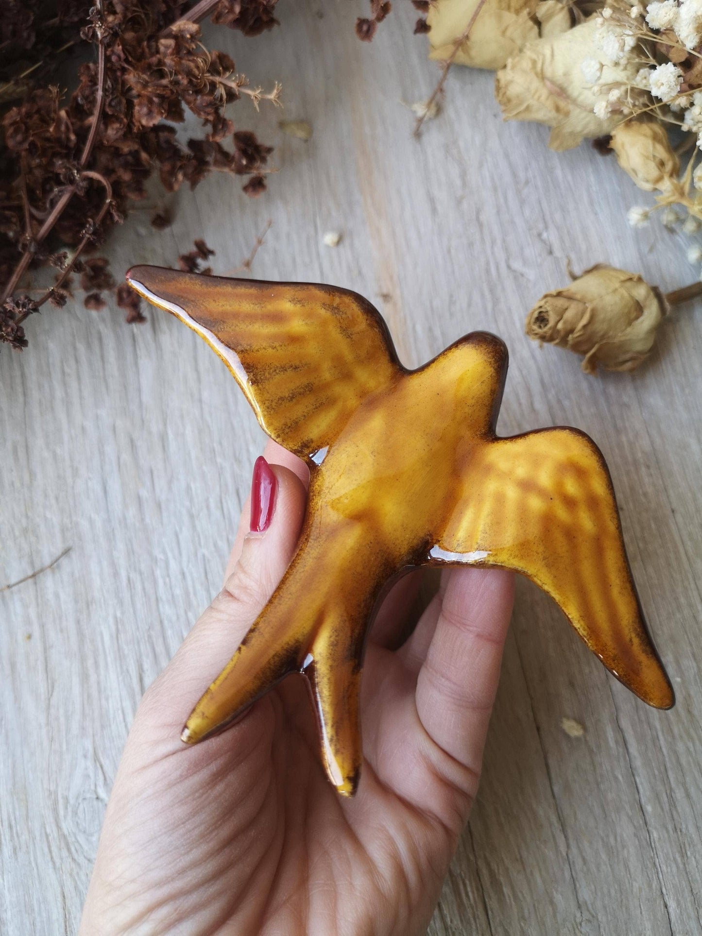 Portuguese Ceramic Swallows – Honey Mustard –  Set of 4