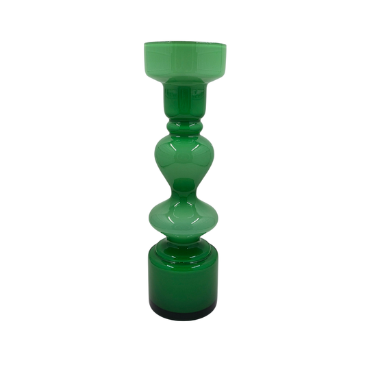Vintage | 1960s / 1970s Cased Glass Hooped Vase - Emerald Green