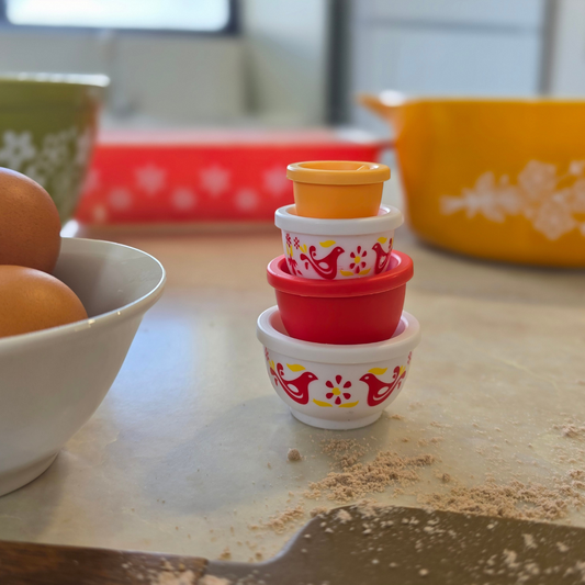 Miniature | Retro Mixing Bowl Set - Friendship Pattern - Ornament - 8cm