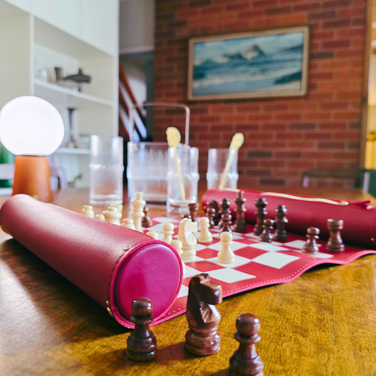 Travel Chess Set - Roll Up - Soft Premium Vegan Leather