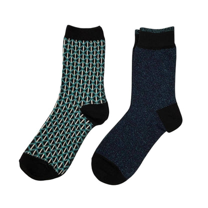 Sock box duo with Royal Bee Brooch - Black Leipzig & Tokyo Blue