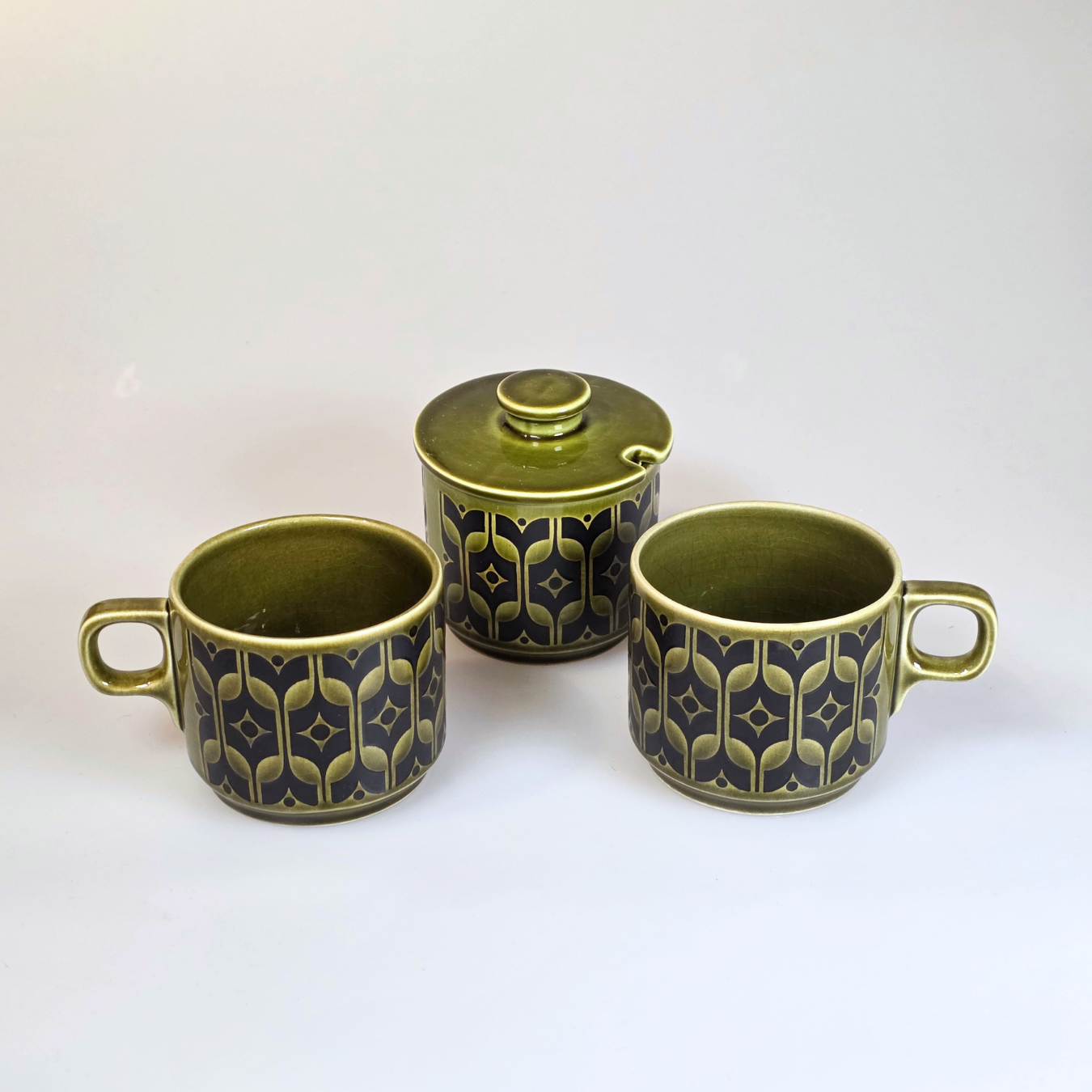 Vintage Hornsea | Short Heirloom Lidded Sugar Bowl - Lakeland Green