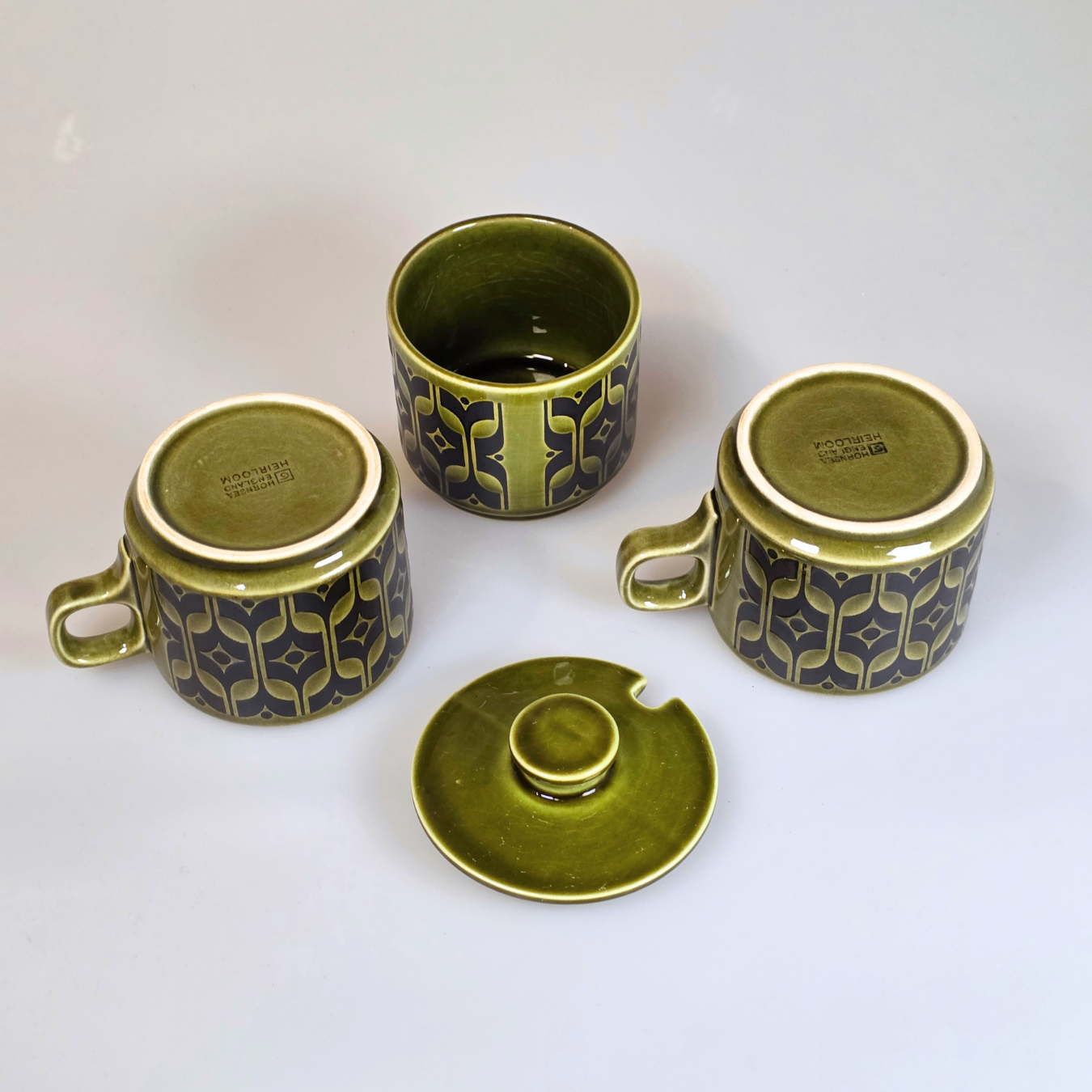 Vintage Hornsea | Short Heirloom Lidded Sugar Bowl - Lakeland Green