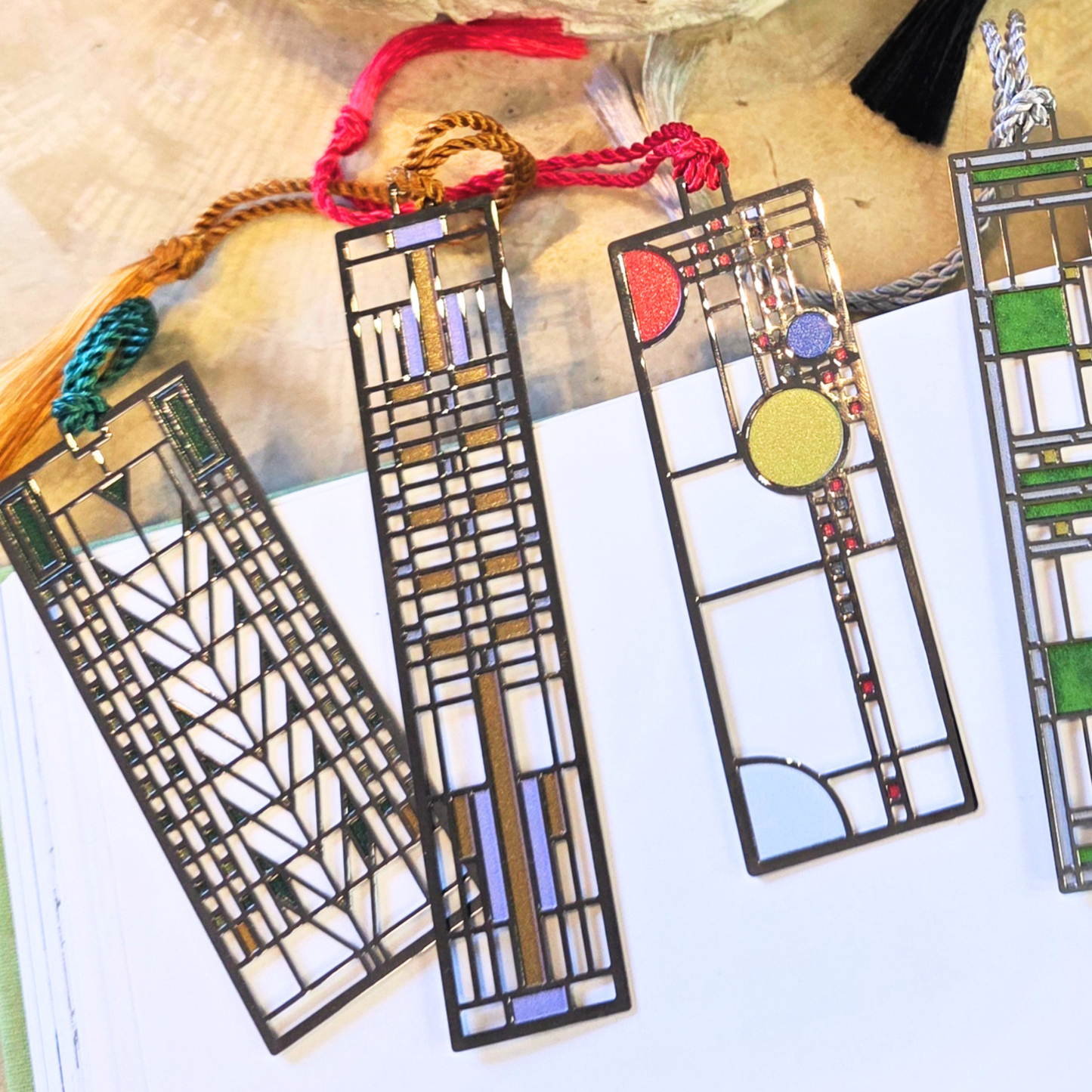 Frank Lloyd Wright | Coonley Playhouse Window | Metal Bookmark - Free Shipping