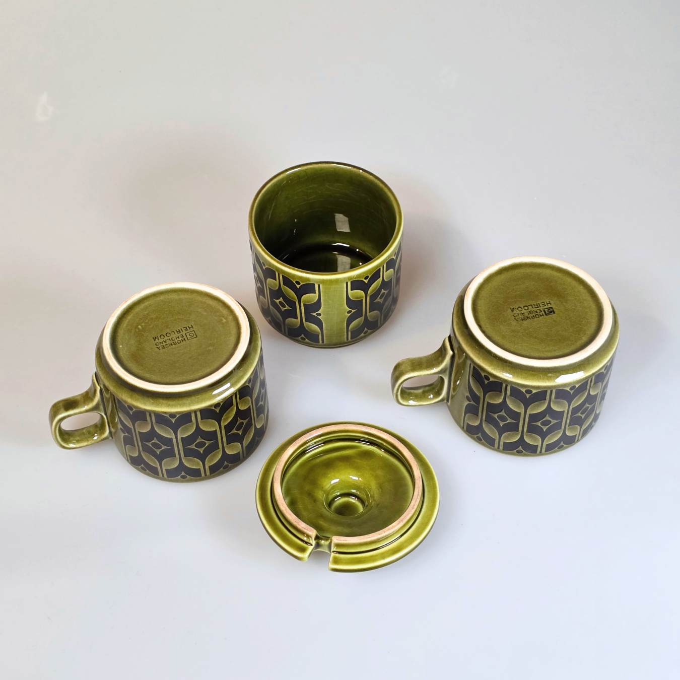 Vintage Hornsea | Short Heirloom Lidded Sugar Bowl - Lakeland Green