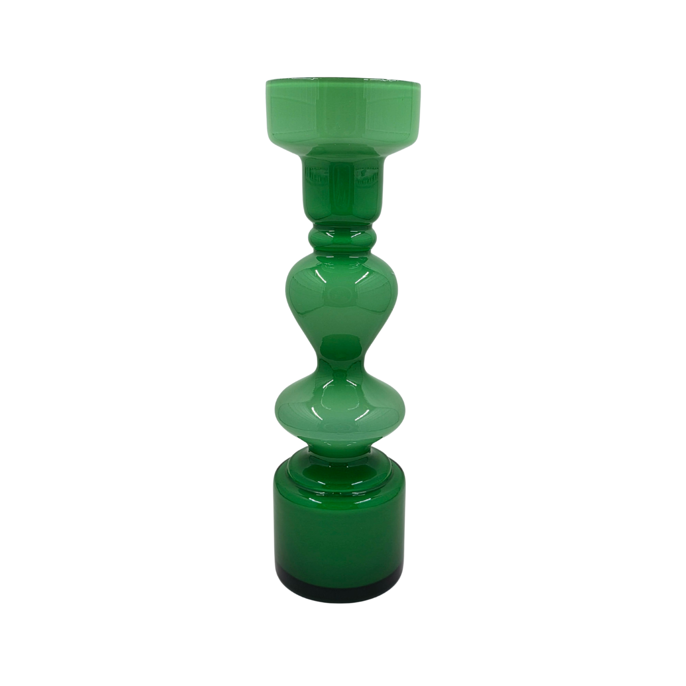 Vintage | 1960s / 1970s Cased Glass Hooped Vase - Emerald Green