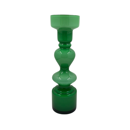 Vintage | 1960s / 1970s Cased Glass Hooped Vase - Emerald Green - FAWNE