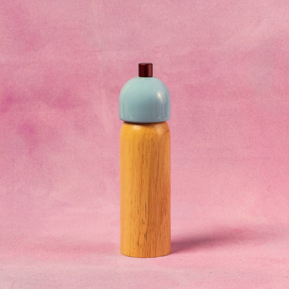 Salt and Pepper Grinder | Light Blue and Burgundy | Large