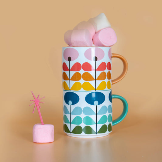 Mod Lounge Pink Flower Stackable Ceramic Mug - 450ml