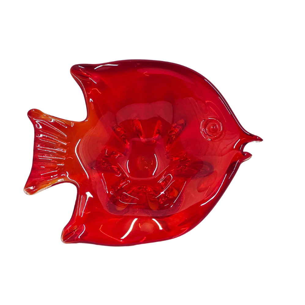 Vintage | Red Fish Shaped - Art Glass Bowl