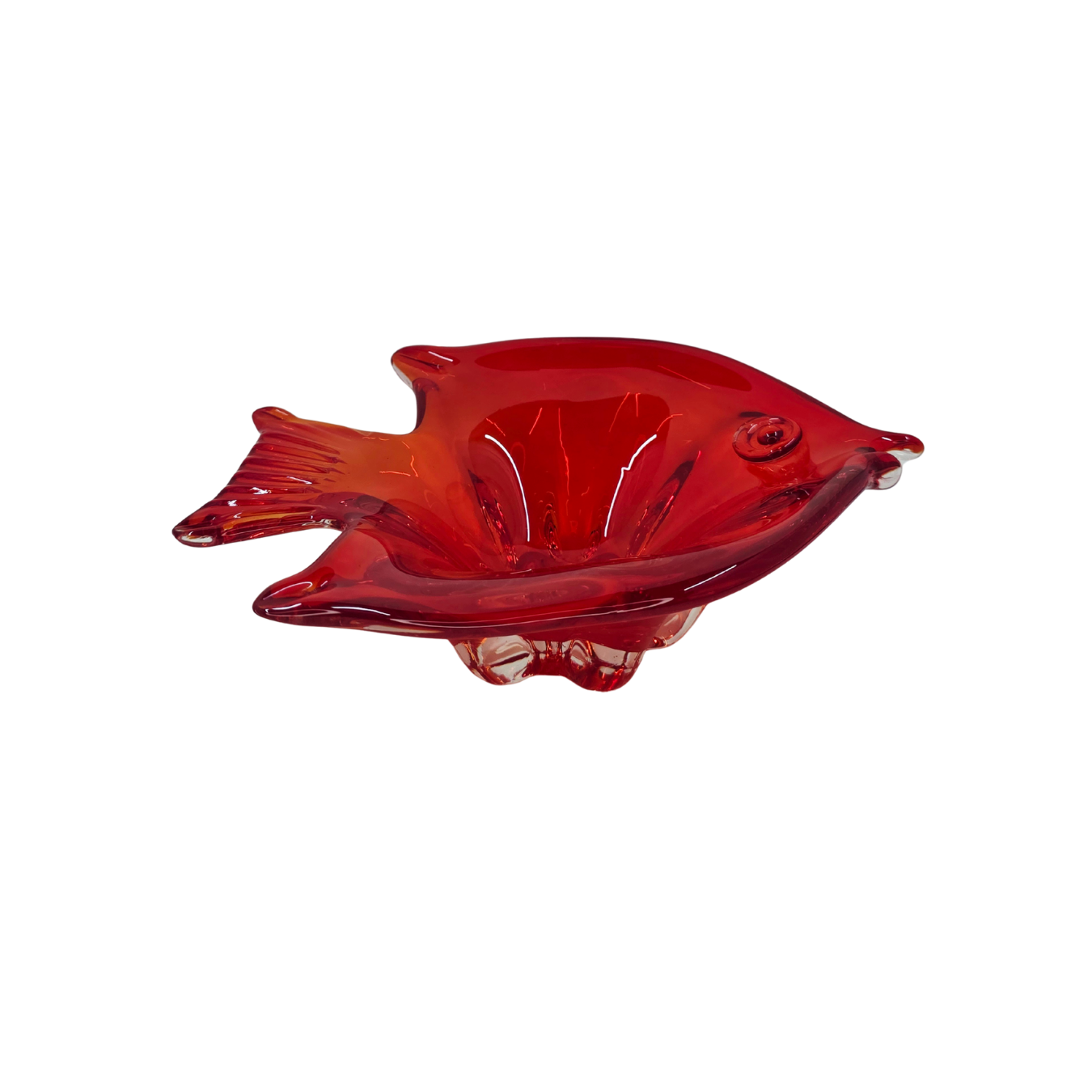 Vintage | Red Fish Shaped - Art Glass Bowl