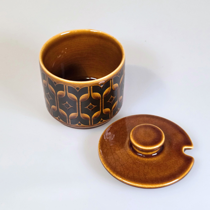 Vintage Hornsea | Short Heirloom Lidded Sugar Bowl - Autumn Brown