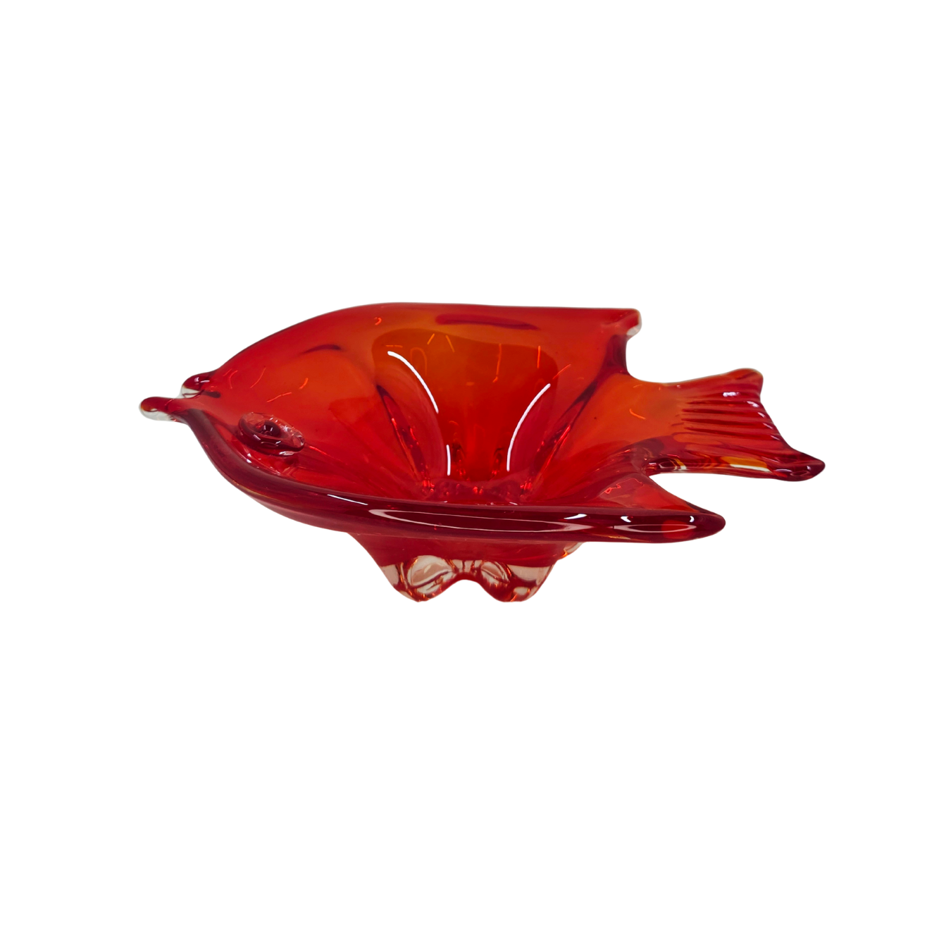 Vintage | Red Fish Shaped - Art Glass Bowl