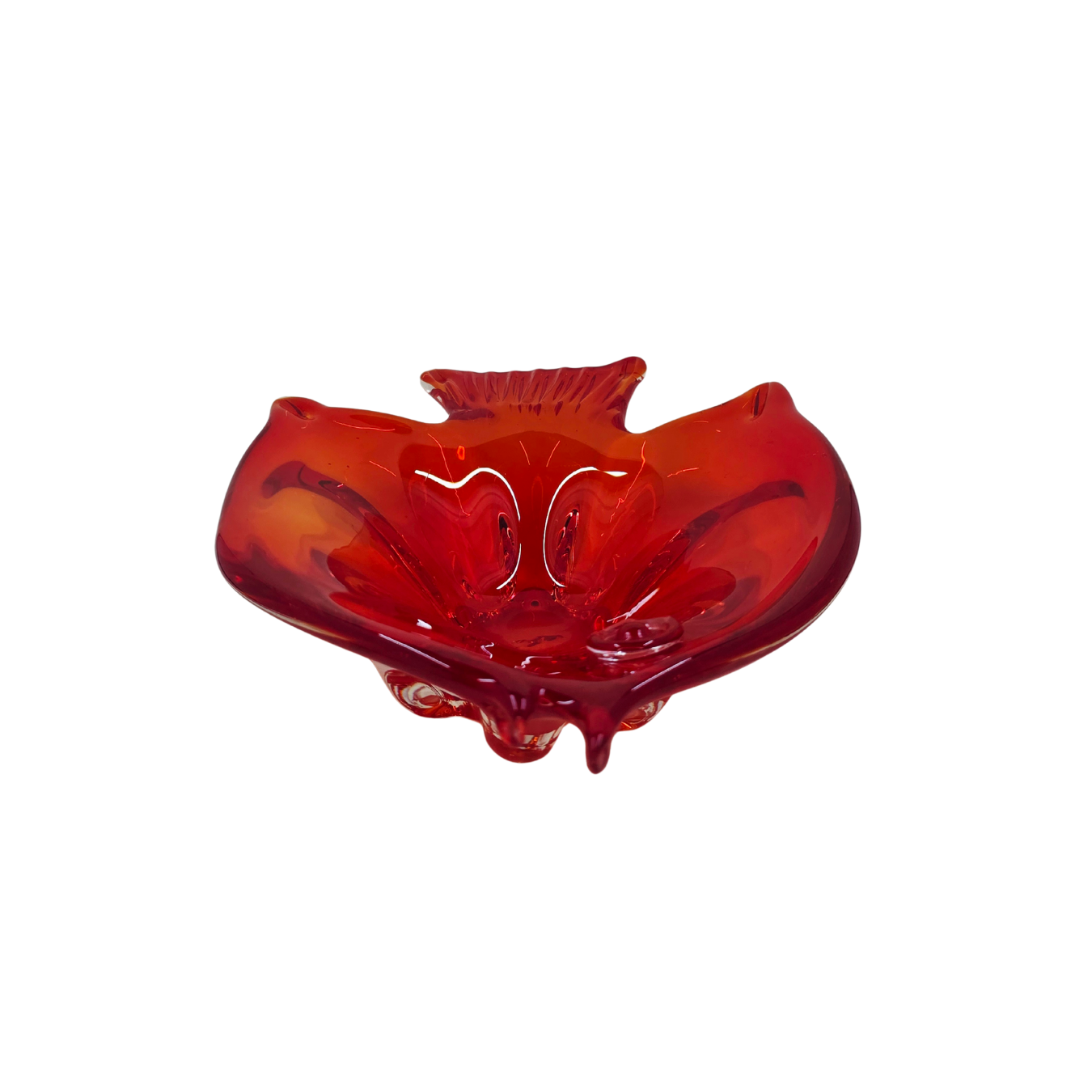 Vintage | Red Fish Shaped - Art Glass Bowl