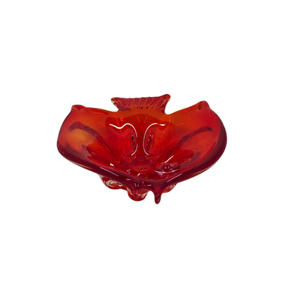 Vintage | Red Fish Shaped - Art Glass Bowl - FAWNE