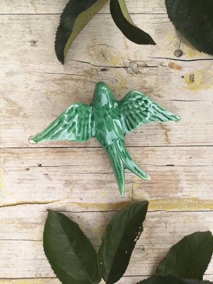 Portuguese Ceramic Swallows – Dark Green – Set of 4