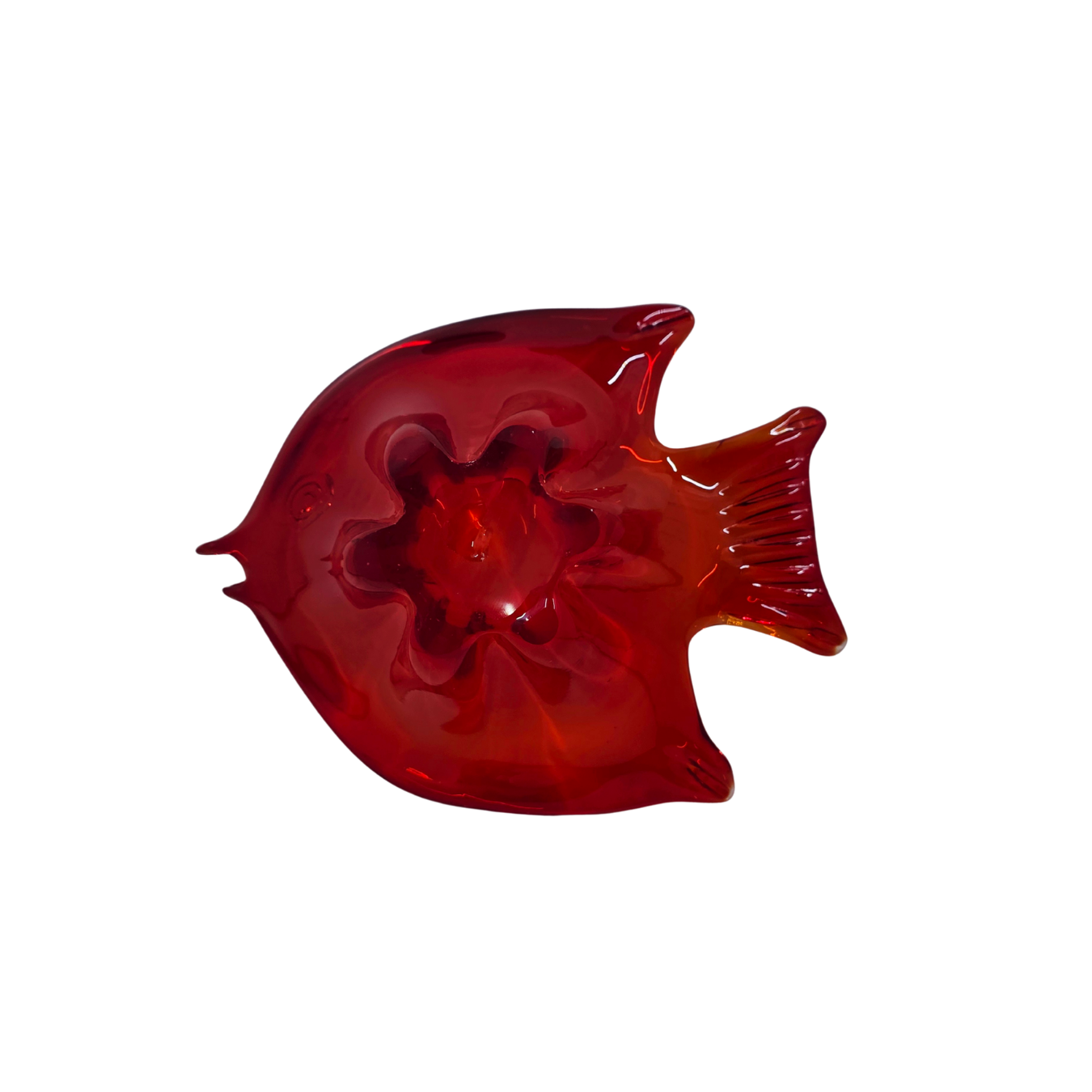 Vintage | Red Fish Shaped - Art Glass Bowl