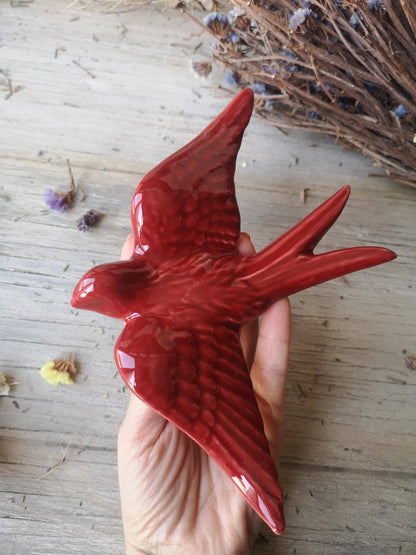 Portuguese Ceramic Swallows – Dark Red – Set of 4