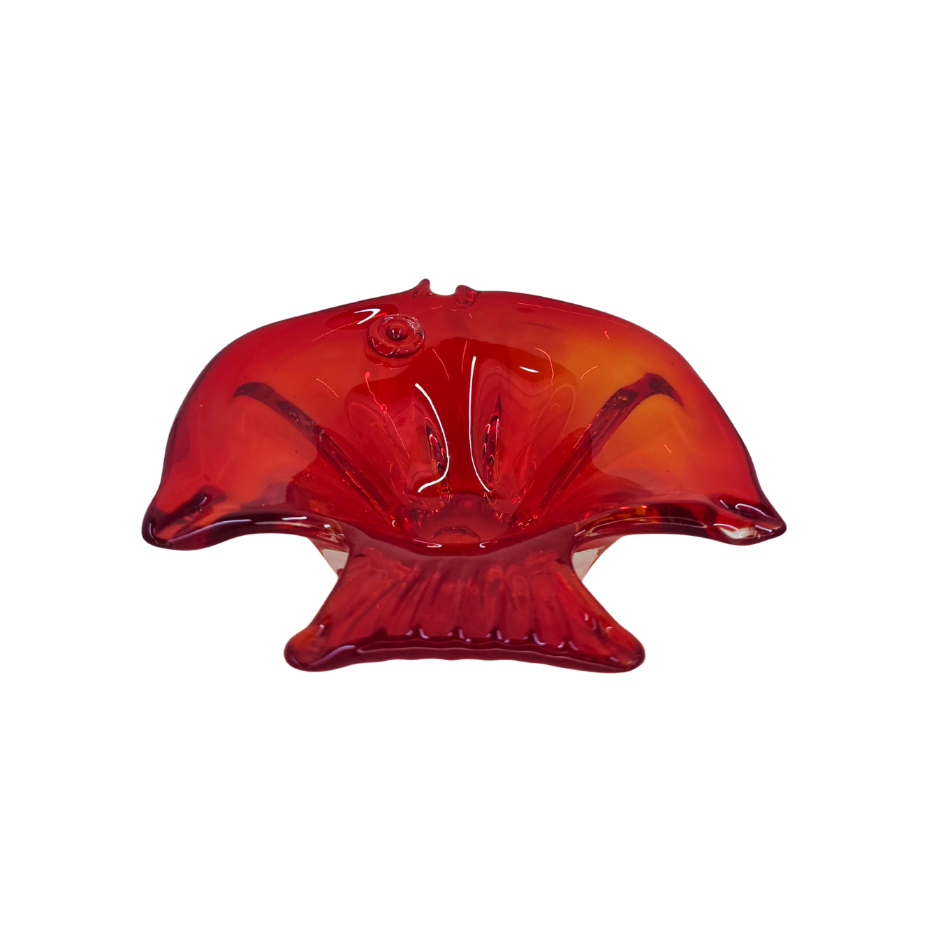 Vintage | Red Fish Shaped - Art Glass Bowl