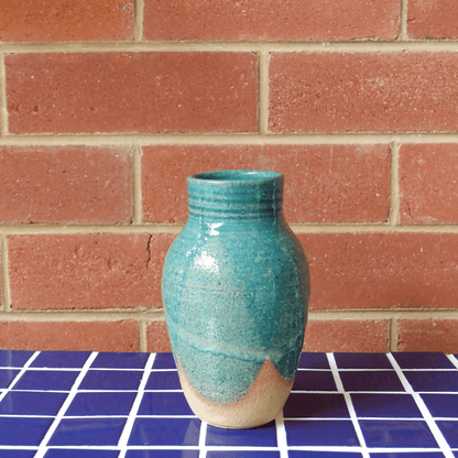 Vintage | Teal and Terracotta Pottery Vase