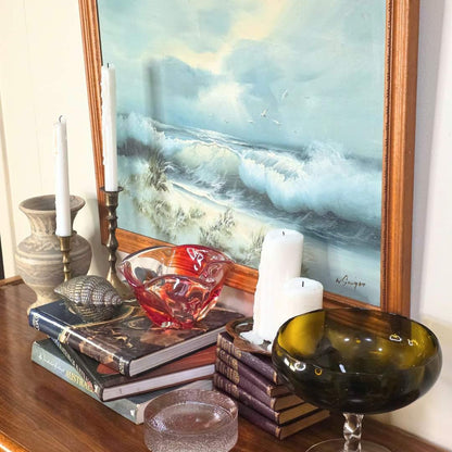 Vintage | Orange & Clear - Thick Art Glass Bowl